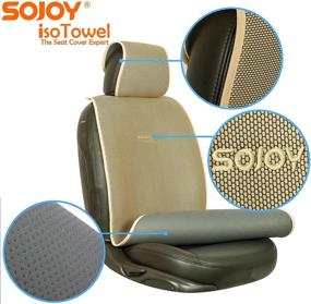 img 1 attached to Sojoy Universal Car Seat Covers: 4-Season Fashionable Front Seat Protectors - 2.0 New Version Tan Honeycomb Cloth