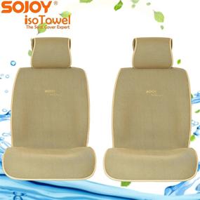 img 2 attached to Sojoy Universal Car Seat Covers: 4-Season Fashionable Front Seat Protectors - 2.0 New Version Tan Honeycomb Cloth
