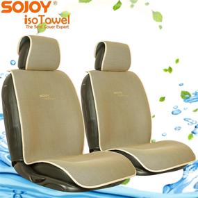 img 3 attached to Sojoy Universal Car Seat Covers: 4-Season Fashionable Front Seat Protectors - 2.0 New Version Tan Honeycomb Cloth