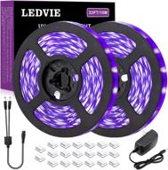 33ft uv led black light strip kit by ledvie - 10m flexible blacklight led strip lights, 12v ribbon rope for glow party, room decor, fluorescent dance party, body paint, aquarium логотип