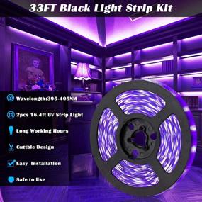 img 2 attached to 33ft UV LED Black Light Strip Kit by LEDVIE - 10m Flexible Blacklight LED Strip Lights, 12V Ribbon Rope for Glow Party, Room Decor, Fluorescent Dance Party, Body Paint, Aquarium