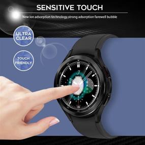img 2 attached to Превосходный 3-пакет защитного стекла для Samsung Galaxy Watch 4 Classic 46 мм, Watch 📱 3 45 мм, Garmin Forerunner 55, Forerunner 45, Forerunner 45S - Кристально чистый, без пузырей, пожизненная замена