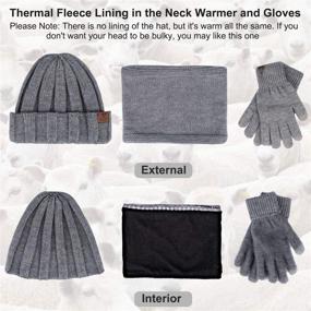 img 3 attached to 🧣 Maylisacc 3-Piece Winter Beanie Hat, Scarf, and Glove Set for Men and Women – Knit Caps with Touchscreen Gloves and Neck Warmer