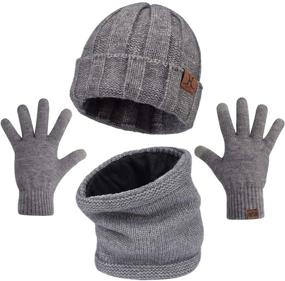 img 4 attached to 🧣 Maylisacc 3-Piece Winter Beanie Hat, Scarf, and Glove Set for Men and Women – Knit Caps with Touchscreen Gloves and Neck Warmer