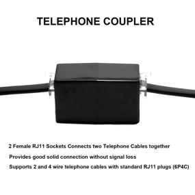 img 3 attached to 📞 15FT Phone Cord with RJ11 Plug, Coupler Splitter, and Cable Clips for Landline Telephones - Black