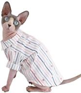 🐱 sphynx hairless cat summer cotton shirts - breathable pet clothes with crown/stripe/car pattern button sleeved kitten t-shirts - cats &amp; small dogs apparel logo