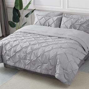 img 2 attached to 🛏️ Bedsure Twin Comforter Set Kids - 6 Piece Pintuck Twin Bed in A Bag, Grey Pinch Pleat Twin Bedding - Comforters, Sheets, Pillowcases, Shams - Kids Bedding Collections