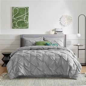 img 3 attached to 🛏️ Bedsure Twin Comforter Set Kids - 6 Piece Pintuck Twin Bed in A Bag, Grey Pinch Pleat Twin Bedding - Comforters, Sheets, Pillowcases, Shams - Kids Bedding Collections