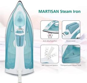 img 3 attached to 🔥 Efficient MARTISAN SG-6007 Steam Iron: Non-Stick Soleplate, Variable Temperature & Steam Control, Anti-Drip, Rapid Heating - Light Green