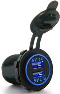 🔌 cllena dual usb charger socket power outlet with blue led - ideal for car, boat, marine, motorcycle, and mobile devices (1pc) logo