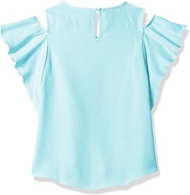 img 1 attached to 👚 Stylish Amy Byer Girls' Flutter Sleeve Cold Shoulder Top with Necklace - Trendy and Elegant Fashion for Young Girls