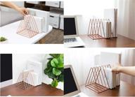 📚 rose gold triangle file folder racks and magazine holder – stylish 10 section metal newspaper holder for office and home decor, by cq acrylic логотип