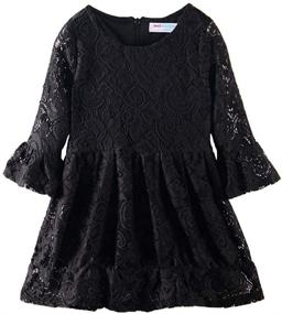 img 4 attached to 👗 LittleSpring Girls Lace Dress with Flare Sleeves for Wedding Party in Hollow Design