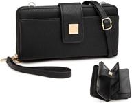 👜 xb vegan leather triple fold cell phone purse with rfid card - crossbody bag handbag wristlet wallet for women logo