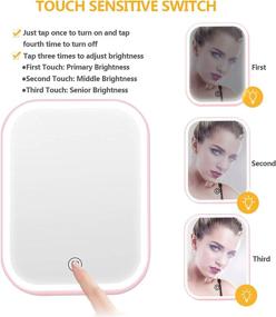 img 1 attached to 💄 CERSLIMO Pink Travel Makeup Mirror: Portable Lighted Vanity Mirror with 4 LED Tape Halo Lights, Touch Screen Dimming & Dual Power Supply for Countertop Cosmetic Use