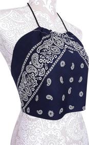 img 3 attached to 👕 Chic and Trendy: Downright Bandanas Bandana Halter Shirt for Women's Fashion