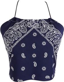 img 4 attached to 👕 Chic and Trendy: Downright Bandanas Bandana Halter Shirt for Women's Fashion