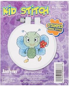 img 2 attached to 🐞 Janlynn 021-1816 Kid Bug & Flower Stamped Cross Stitch Kit - Fun & Easy Craft Project for Children, 3" Size