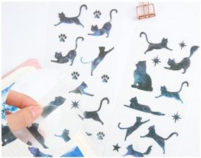 img 1 attached to Cute Funny Cat Washi Planner Sticker Set - Decorative Adhesive Stickers for Diary, Album, Notebook, Journal - Craft Scrapbooking Sticker Pack with 12 Sheets/Pack (Star Cat)