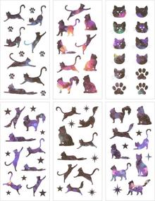 img 4 attached to Cute Funny Cat Washi Planner Sticker Set - Decorative Adhesive Stickers for Diary, Album, Notebook, Journal - Craft Scrapbooking Sticker Pack with 12 Sheets/Pack (Star Cat)