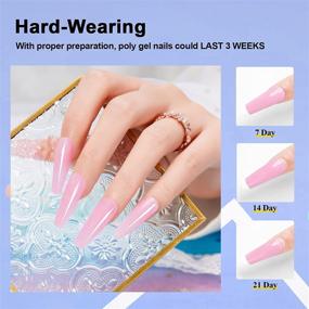 img 2 attached to 💅 Poly Gel Nail Kit with UV Lamp, 10 Vibrant Fall Colors Quick Nail Extension Gel Kit Easy Builder Gel with Rhinestone, Slip Solution, Complete Poly Gel Kits for DIY Manicure, Pink Nude Series