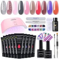 💅 poly gel nail kit with uv lamp, 10 vibrant fall colors quick nail extension gel kit easy builder gel with rhinestone, slip solution, complete poly gel kits for diy manicure, pink nude series logo