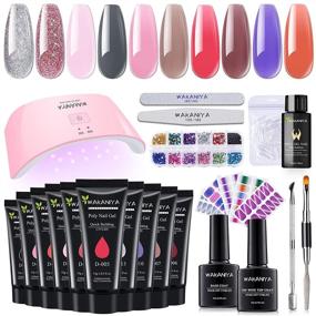 img 4 attached to 💅 Poly Gel Nail Kit with UV Lamp, 10 Vibrant Fall Colors Quick Nail Extension Gel Kit Easy Builder Gel with Rhinestone, Slip Solution, Complete Poly Gel Kits for DIY Manicure, Pink Nude Series