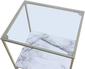 img 1 attached to 🌟 Tilly Lin Glass Top Faux Marble Accent Table/Nightstand with Gold Metal Legs