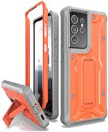 armadillotek vanguard samsung galaxy s21 ultra case - military grade full-body rugged with built-in kickstand [screenless version], orange logo