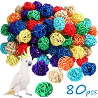 🐦 sumind 80 pieces rattan ball bird toys: interactive wicker chewing toys for parrots, parakeets, and small animals - perfect for cage accessories, wedding party decorations, and table décor - 30mm random color logo