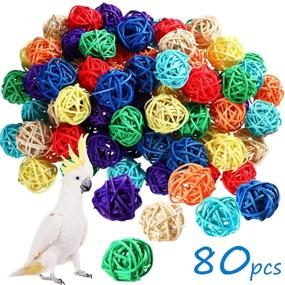 img 4 attached to 🐦 Sumind 80 Pieces Rattan Ball Bird Toys: Interactive Wicker Chewing Toys for Parrots, Parakeets, and Small Animals - Perfect for Cage Accessories, Wedding Party Decorations, and Table Décor - 30mm Random Color