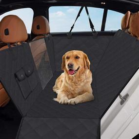 img 4 attached to Heyoo Dog Back Seat Cover - 100% Waterproof, Pet Seat Cover with Mesh Window, Storage Pockets, and Side Flaps - Dog Hammock