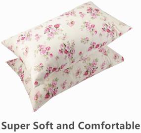 img 1 attached to 🌹 Super Soft and Cozy 2 Piece Queen Size Red Floral 100% Cotton Pillow Cases with Envelope Closure