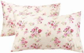 img 4 attached to 🌹 Super Soft and Cozy 2 Piece Queen Size Red Floral 100% Cotton Pillow Cases with Envelope Closure