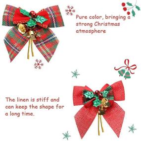 img 2 attached to 🎄 Linen Christmas Bowknot with Mini Jingle Bells: The Perfect Christmas in July Party Supplies and Decorations