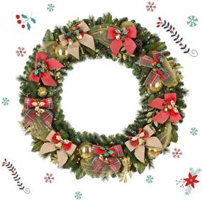 img 3 attached to 🎄 Linen Christmas Bowknot with Mini Jingle Bells: The Perfect Christmas in July Party Supplies and Decorations