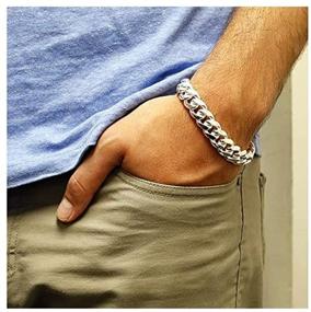 img 3 attached to 🔗 Verona Jewelers 925 Sterling Silver Miami Cuban Link Bracelet for Men - 6.5MM to 14.5MM Thick Solid Curb Chain - Available in 8, 8.5, and 9 Inch Length