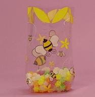 🐝 bumblebee patterned cello favor bags - pack of 20 - 7.5in. x 3.5in. x 2in. - generic brand logo
