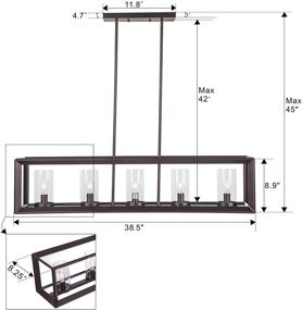 img 2 attached to 🏡 Modern 5-Light Kitchen Island Lighting, Emliviar Linear Pendant Light Fixture, Oil Rubbed Bronze Finish with Clear Glass Shade for Domestic Use, Model 2074LP ORB