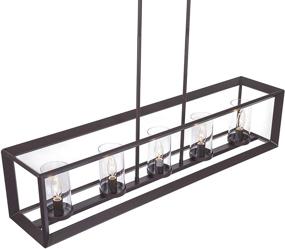 img 3 attached to 🏡 Modern 5-Light Kitchen Island Lighting, Emliviar Linear Pendant Light Fixture, Oil Rubbed Bronze Finish with Clear Glass Shade for Domestic Use, Model 2074LP ORB