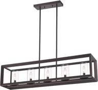 🏡 modern 5-light kitchen island lighting, emliviar linear pendant light fixture, oil rubbed bronze finish with clear glass shade for domestic use, model 2074lp orb логотип