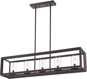 img 4 attached to 🏡 Modern 5-Light Kitchen Island Lighting, Emliviar Linear Pendant Light Fixture, Oil Rubbed Bronze Finish with Clear Glass Shade for Domestic Use, Model 2074LP ORB