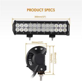 img 3 attached to 🚚 Auxbeam 12 Inch LED Light Bar for Trucks, Pickups, Jeeps, SUVs, ATVs, UTVs - 72W 7200lm Combo Beam Waterproof Work Light with Wiring Harness, 24pcs 3W LED Chips