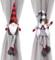 🎅 d-fantix set of 2 christmas curtain tieback buckles - mr and mrs gnome - window ornaments decorations for home décor logo