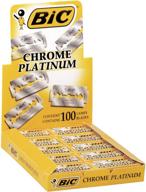 💥 efficient shaving with bic chrome platinum razor blades: 20 packs of 5 disposable single blades logo