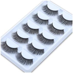 img 3 attached to 👀 HICOCU False Lashes: 5Pairs Faux Wispies Eyelashes - Handmade, Reusable and 100% Fake Eyelashes