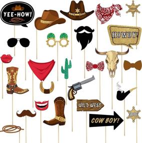 img 3 attached to 🤠 Western Cowboy Photo Booth Props Kit - 26 Pieces, Selfie Props for Western Cowboy Theme Party Decorations and Favors Supplies