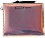 🌈 bifold leather wallet in holographic finish with zipper for women's handbags & wallets logo