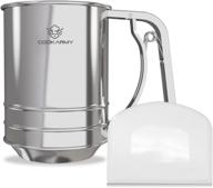 🧂 premium cook army flour sifter: stainless steel, 3 cup double-layer baking sifter for flour and powdered sugar - perfect flour strainer & powdered sugar sifter logo