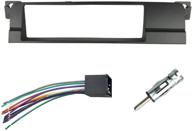 enhanced dkmus dash installation trim kit for bmw 3 series m3 e46 - single din radio stereo panel with improved wiring harness and antenna adapter logo